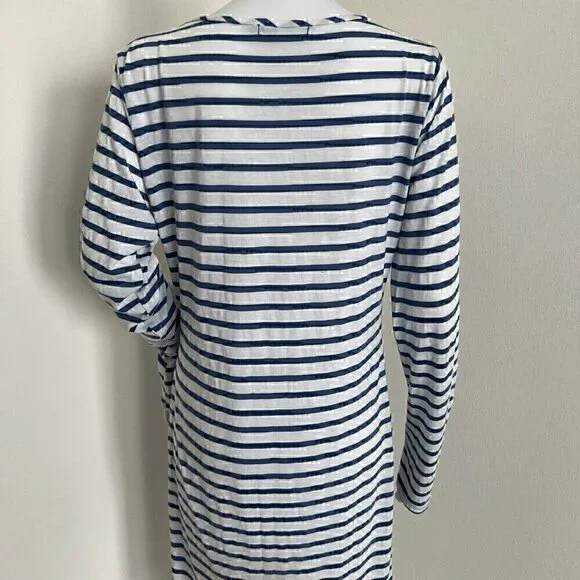 Nili Lotan Womens Dress Size L Blue White Nautical Pima Cotton Blend Long Sleeve - Picture 9 of 9